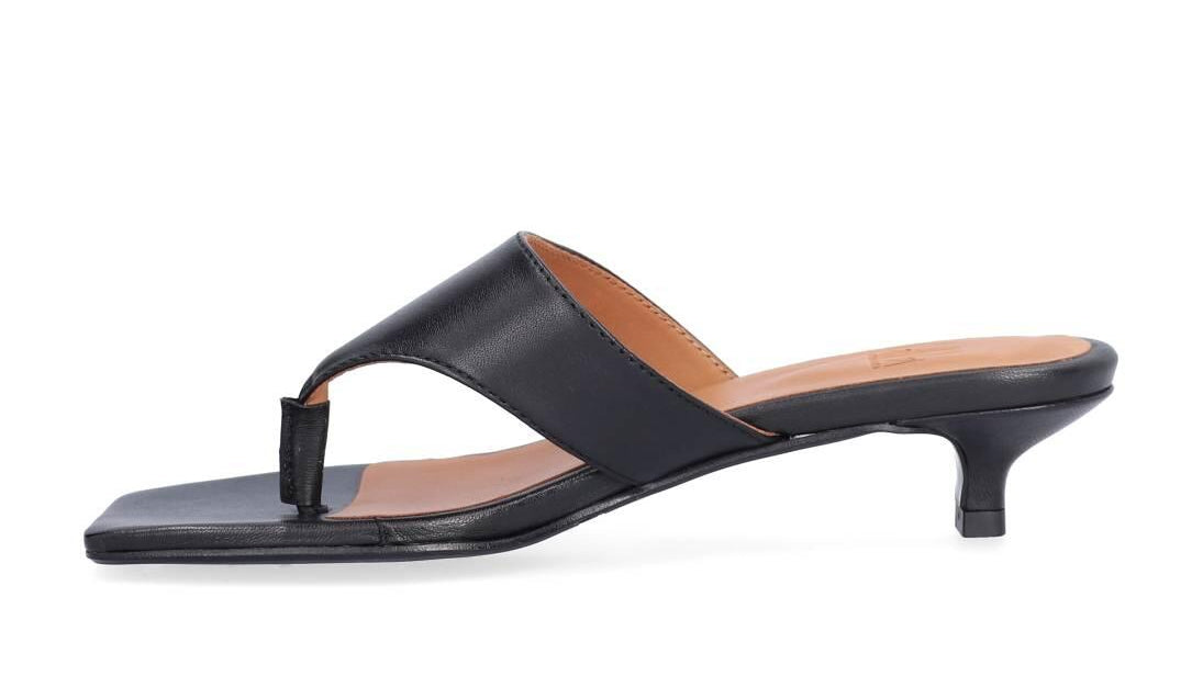 Mule Kitten hæl - Black Nappa 70